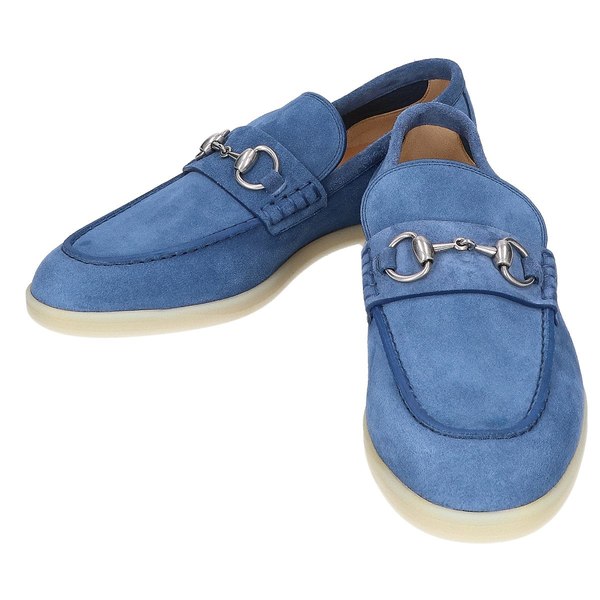 GUCCI グッチ 782672 ブルー スエード ホースビット ローファー シューズ