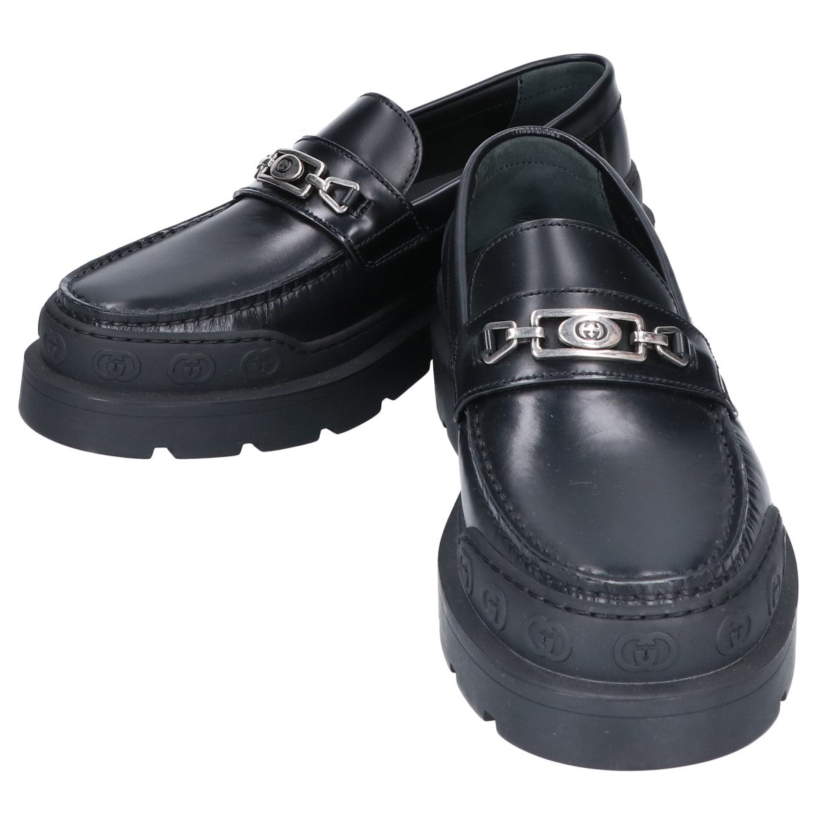 GUCCI グッチ 761519 ブラック レザー シェーリング ローファー シューズ