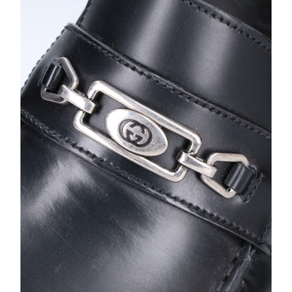 GUCCI グッチ 761519 ブラック レザー シェーリング ローファー シューズ