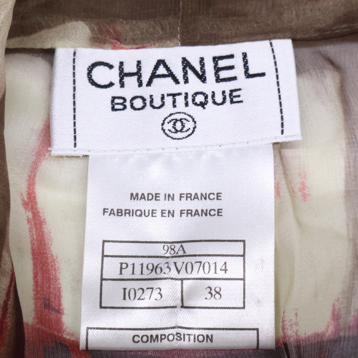 CHANEL シャネル 【美品/国内正規】98A P11963V07011 総柄 ココマークボタン シルク100％ シアー ボウタイ長袖シャツ トップス