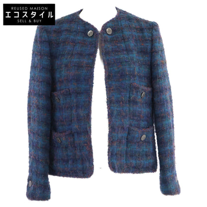CHANEL シャネル 【国内正規】P09183V05802 チェック ココマークボタン ツイード ノーカラージャケット ジャケット