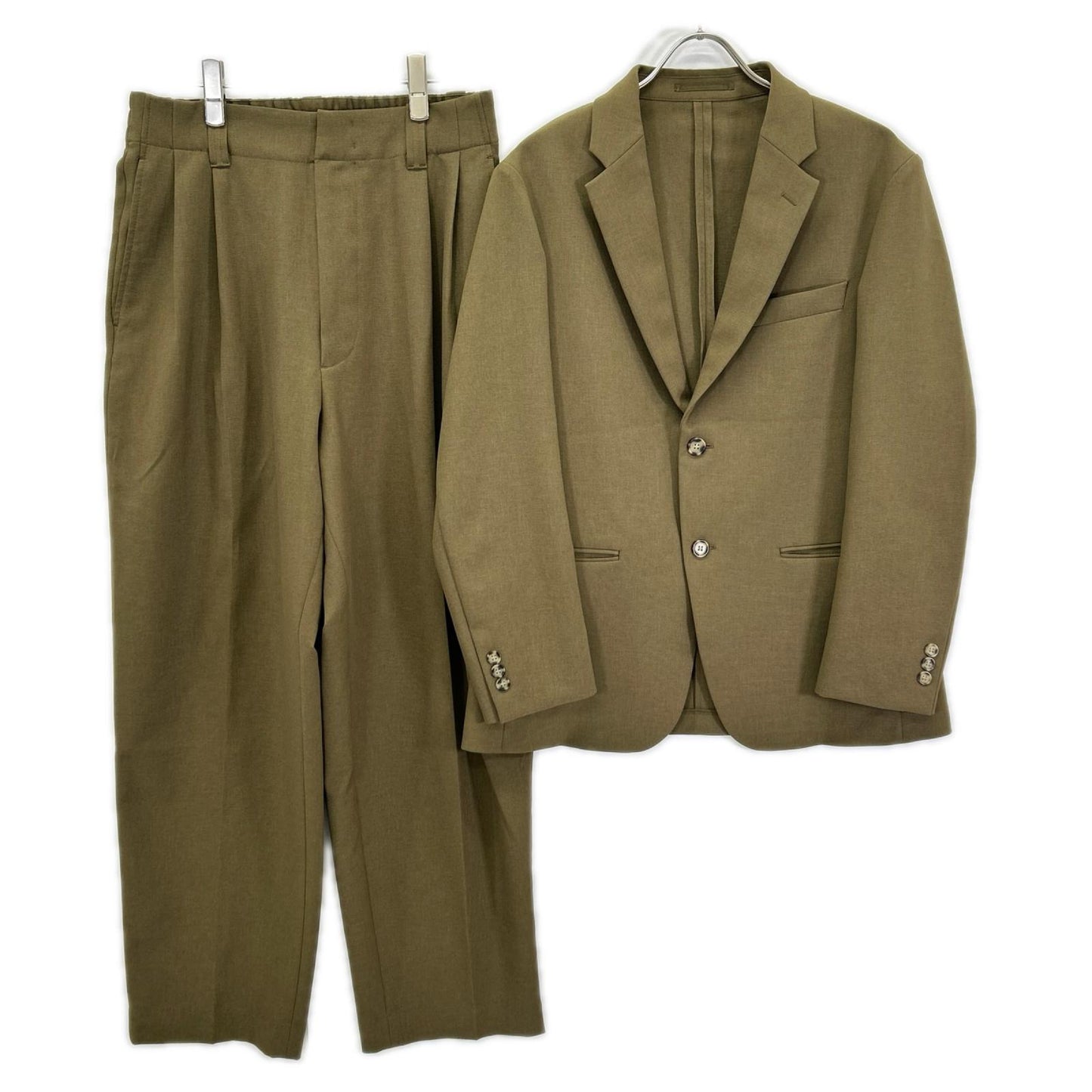 MARNI マルニ ×ユニクロ オリーブ テーラードジャケット×ワイドフィットパンツ セットアップ スーツ セットアップ