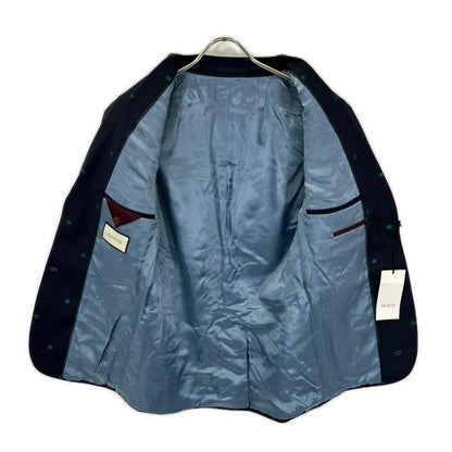 GUCCI グッチ 581688 ネイビー ミケーレ期 ウール GG Bee 総柄 シングル テーラードジャケット ジャケット