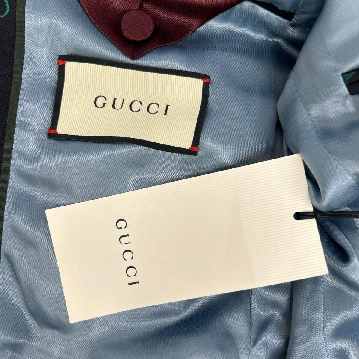 GUCCI グッチ 581688 ネイビー ミケーレ期 ウール GG Bee 総柄 シングル テーラードジャケット ジャケット
