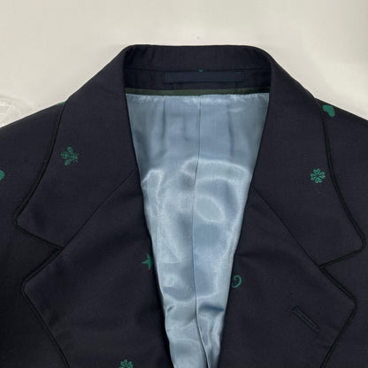 GUCCI グッチ 581688 ネイビー ミケーレ期 ウール GG Bee 総柄 シングル テーラードジャケット ジャケット