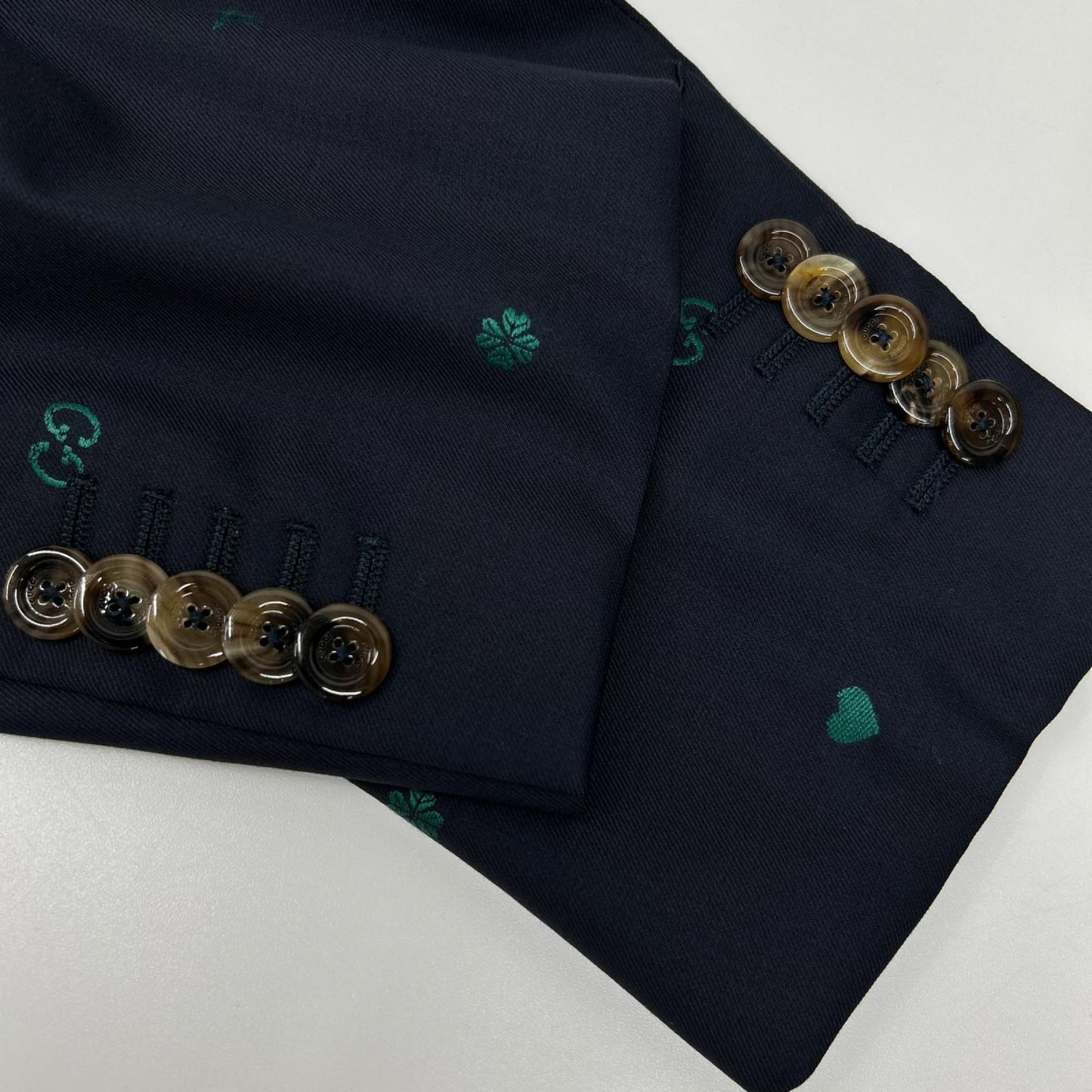 GUCCI グッチ 581688 ネイビー ミケーレ期 ウール GG Bee 総柄 シングル テーラードジャケット ジャケット