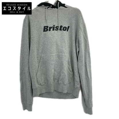 F.C.Real Bristol エフシーリアルブリストル FCRB-190053 グレー ファイヤーパターン ロゴ フーディープルオーバー トップス