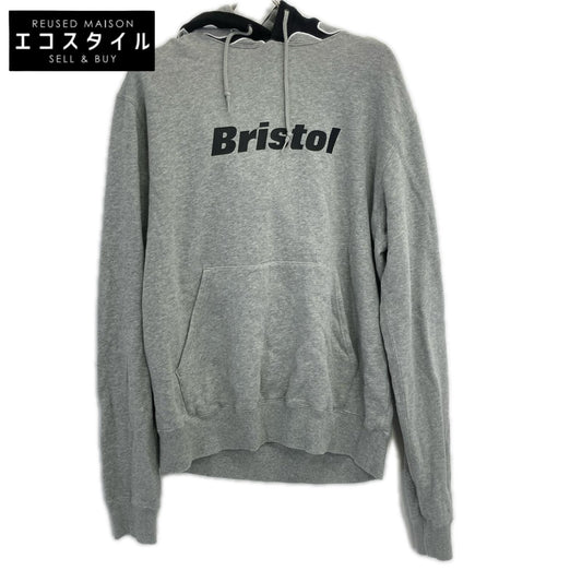 F.C.Real Bristol エフシーリアルブリストル FCRB-190053 グレー ファイヤーパターン ロゴ フーディープルオーバー トップス