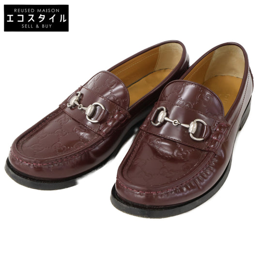 GUCCI グッチ 786426 GG柄レザー ホースビット ローファー シューズ