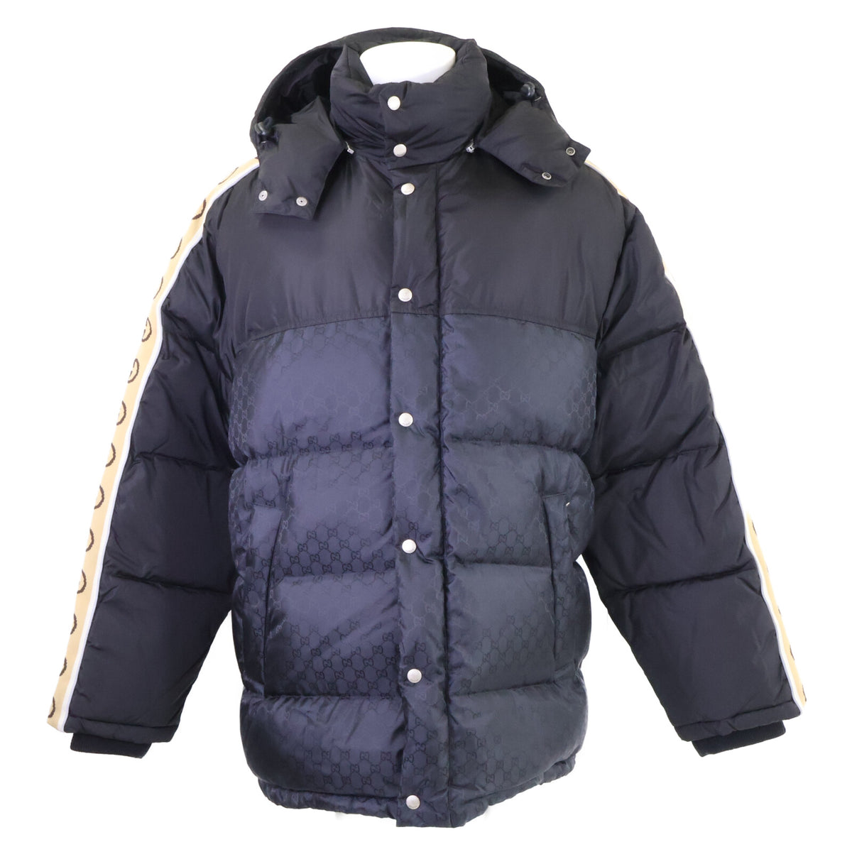 GUCCI グッチ 【美品/国内正規】598725 GGジャガード フード付ダウンジャケット ジャケット