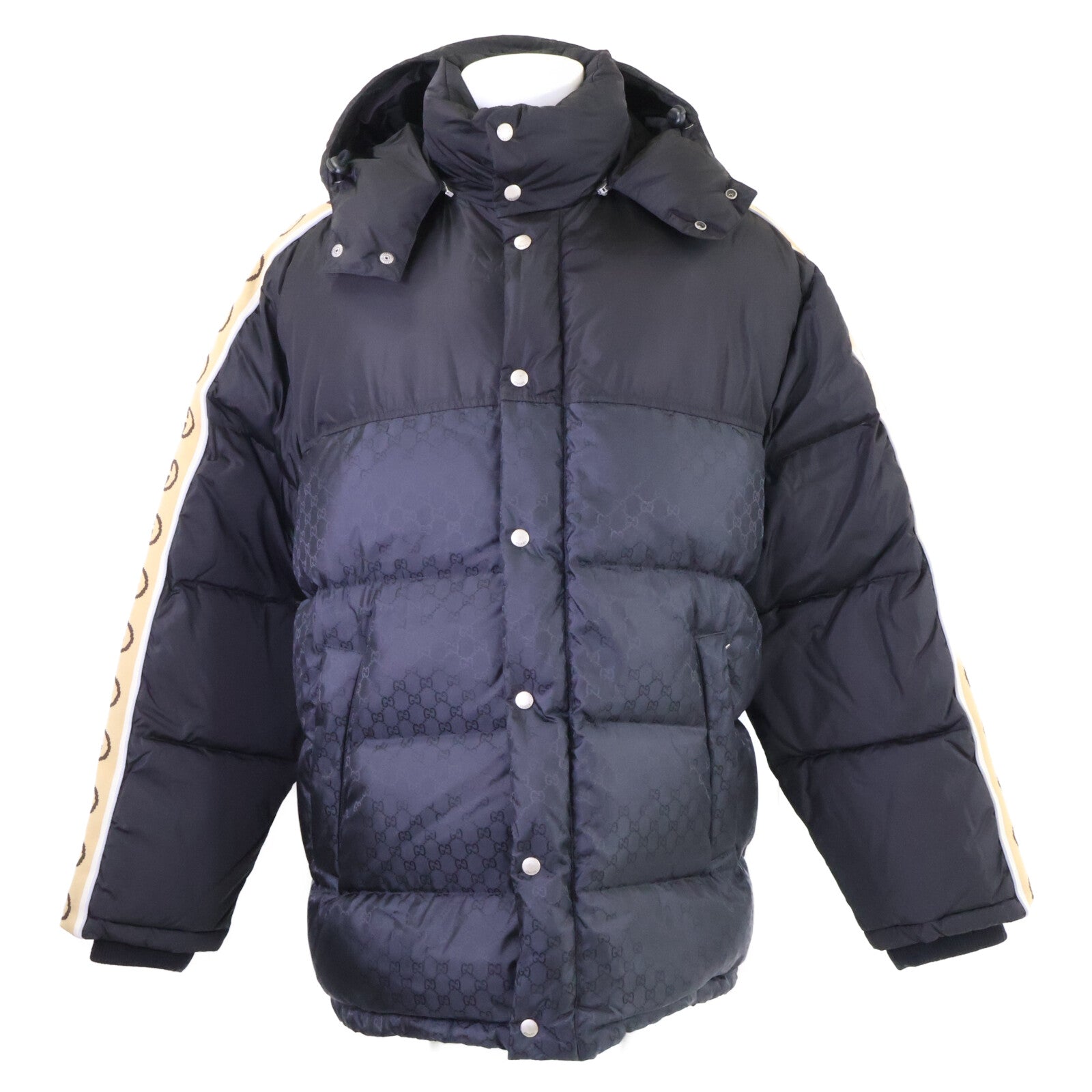 GUCCI グッチ 【美品/国内正規】598725 GGジャガード フード付ダウンジャケット ジャケット