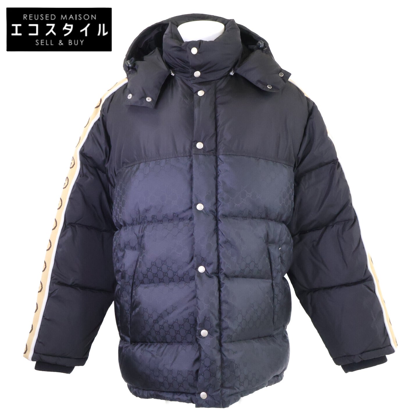 GUCCI グッチ 【美品/国内正規】598725 GGジャガード フード付ダウンジャケット ジャケット