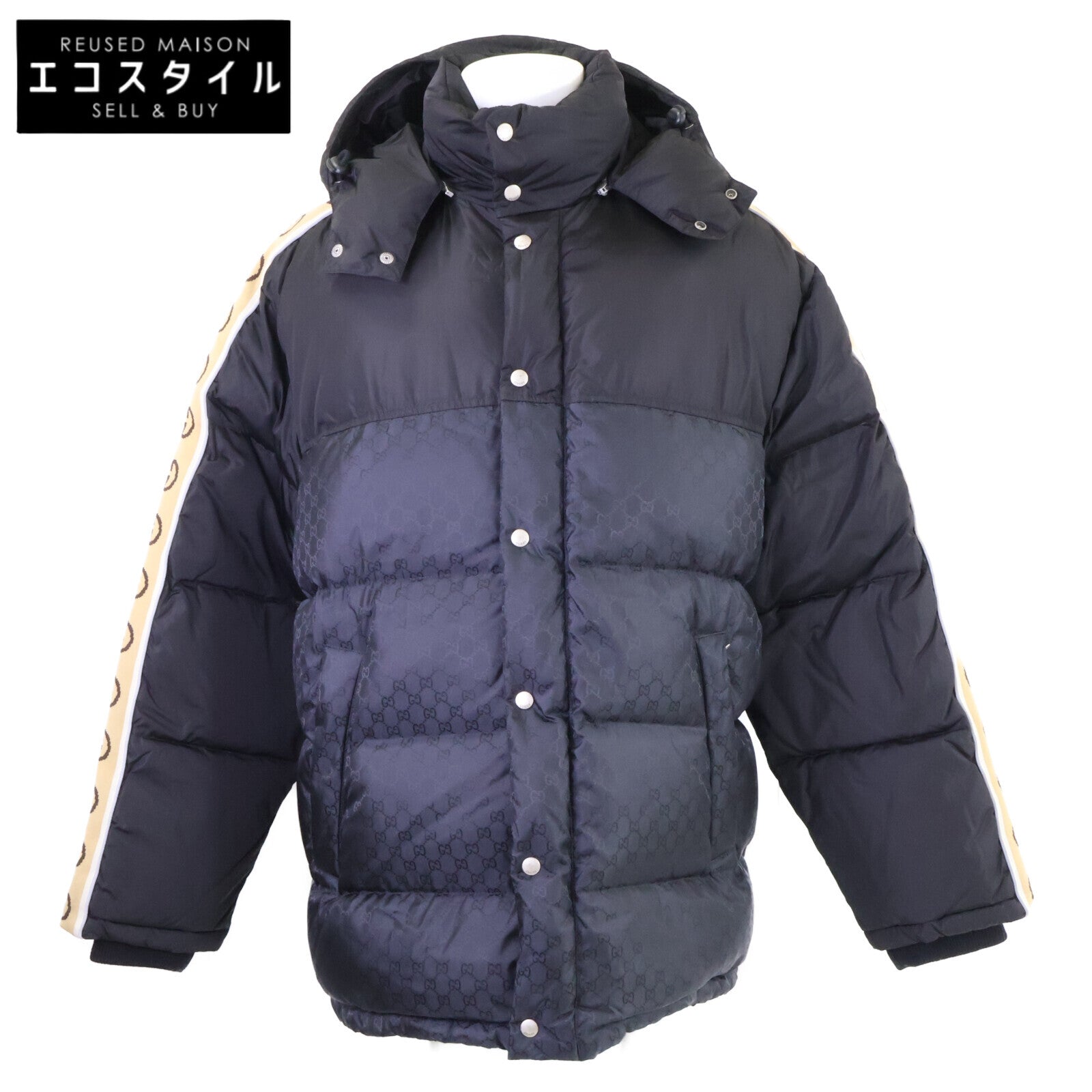 GUCCI グッチ 【美品/国内正規】598725 GGジャガード フード付ダウンジャケット ジャケット
