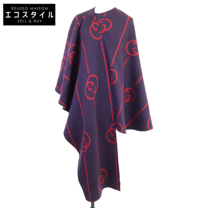 GUCCI グッチ 【国内正規】569213 シルク混 インターロッキングG 裏地チェック ポンチョ/ ジャケット