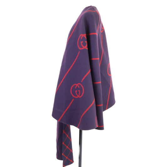 GUCCI グッチ 【国内正規】569213 シルク混 インターロッキングG 裏地チェック ポンチョ/ ジャケット