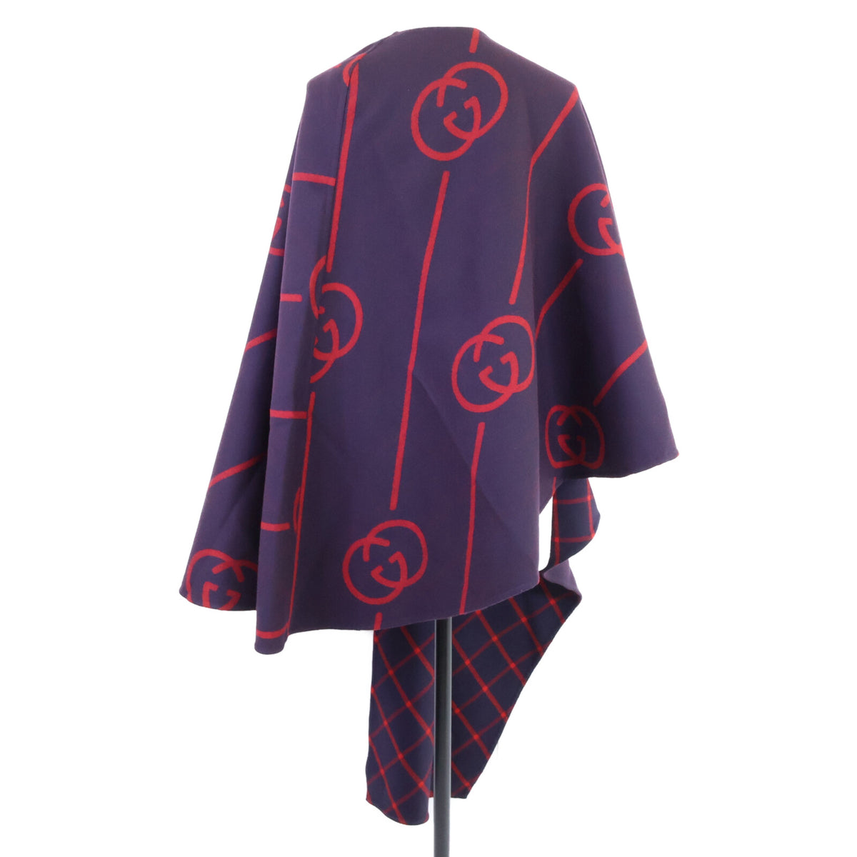 GUCCI グッチ 【国内正規】569213 シルク混 インターロッキングG 裏地チェック ポンチョ/ ジャケット