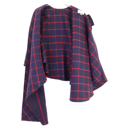 GUCCI グッチ 【国内正規】569213 シルク混 インターロッキングG 裏地チェック ポンチョ/ ジャケット