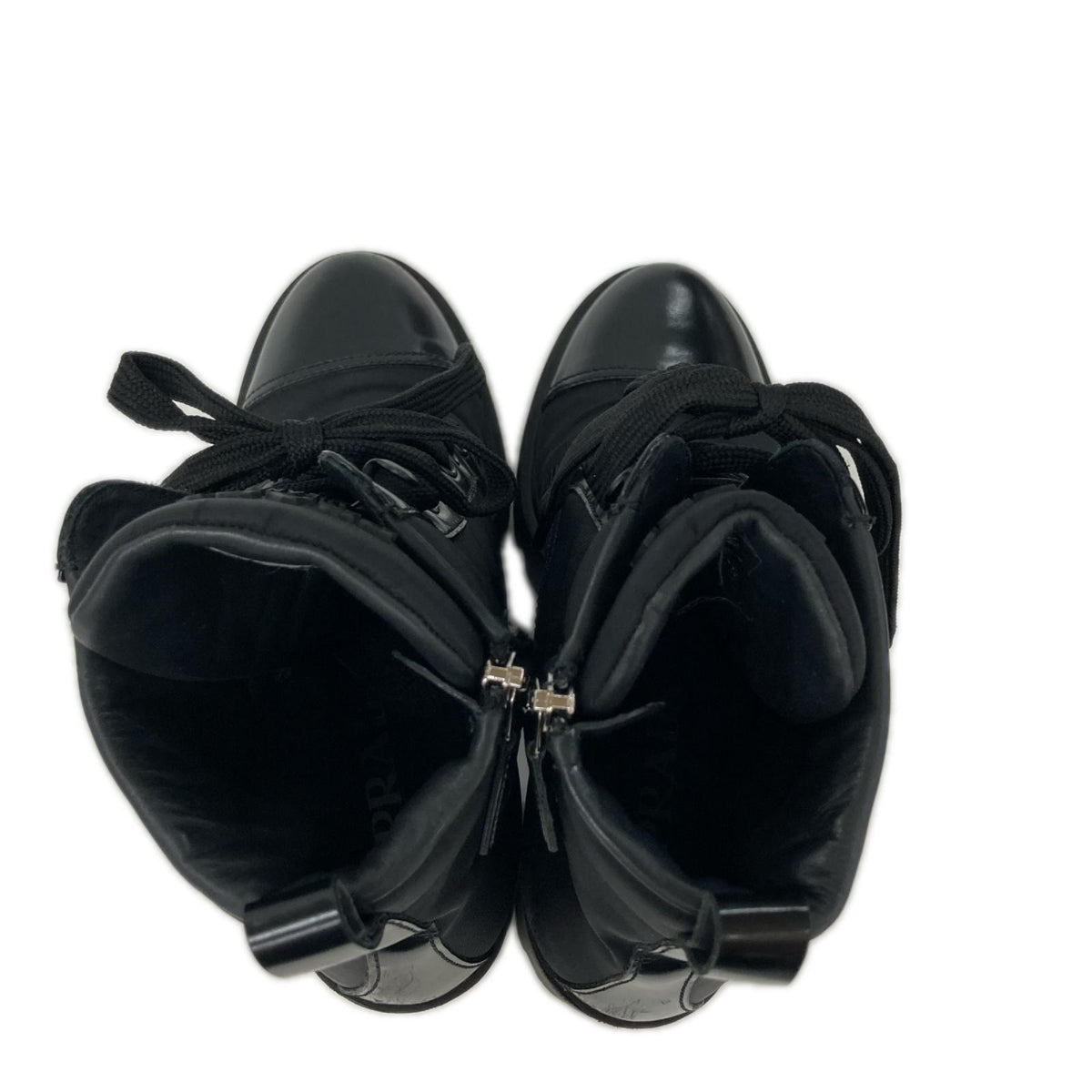 PRADA プラダ Re-Nylon トライアングルロゴプレート レースアップ ヒールブーツ シューズ