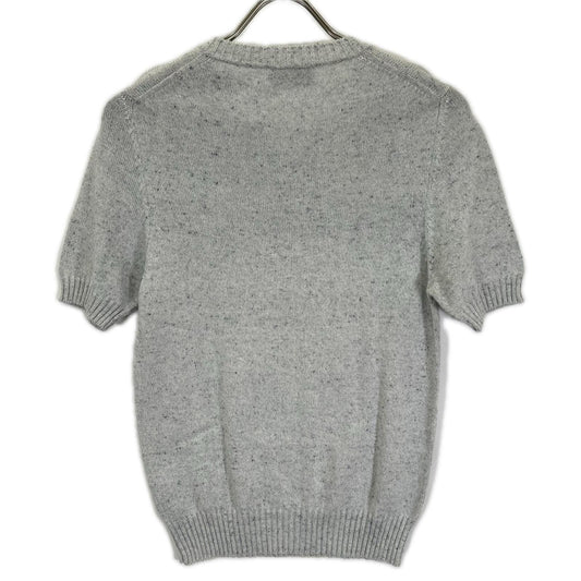 Settefili Cashmere セッテフィーリ カシミア グレー キーネック コットン 半袖ニット トップス