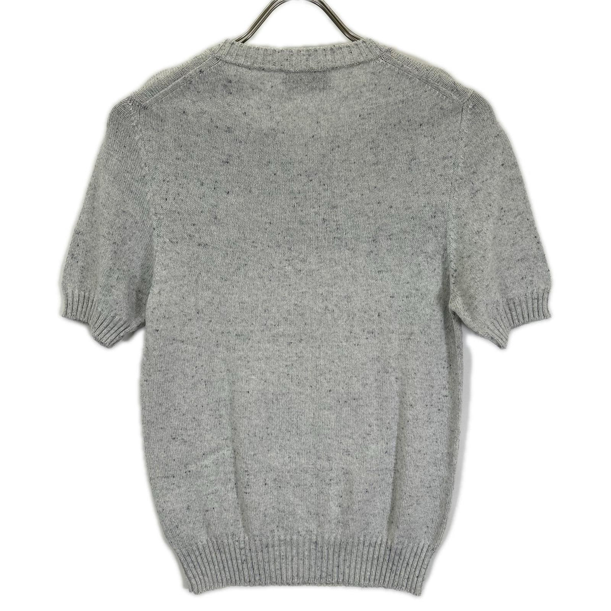 Settefili Cashmere Settefili Cashmere Gray Key-Neck Cotton Short-Sleeve Knit Top