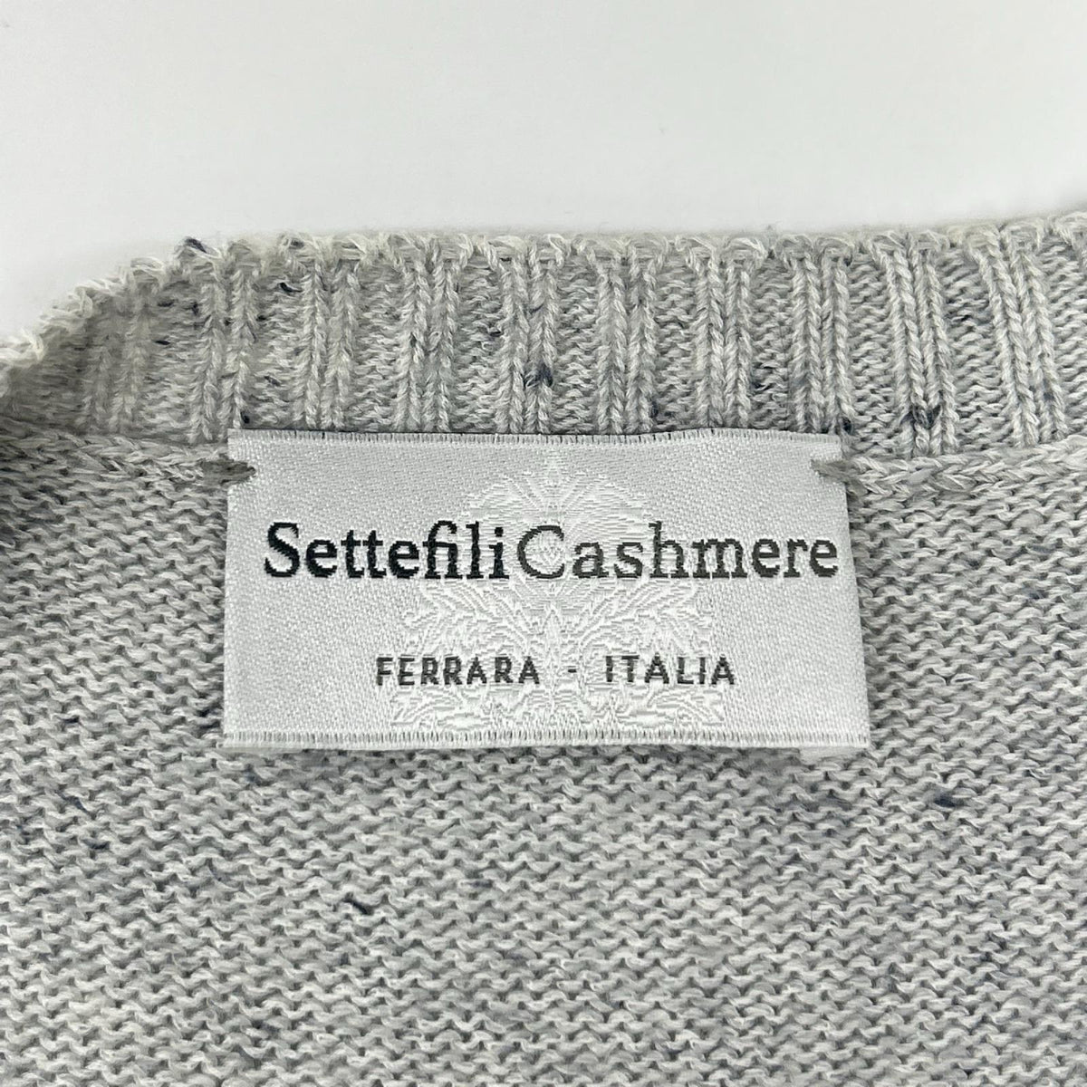 Settefili Cashmere セッテフィーリ カシミア グレー キーネック コットン 半袖ニット トップス