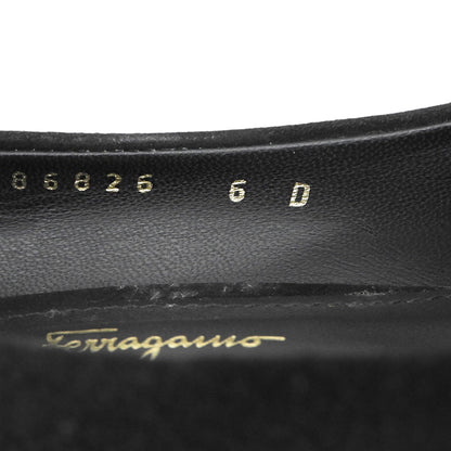 SalvatoreFerragamo サルバトーレフェラガモ カプア スエード バラリボン ヒール パンプス シューズ レディース ブラック 6D シューズ