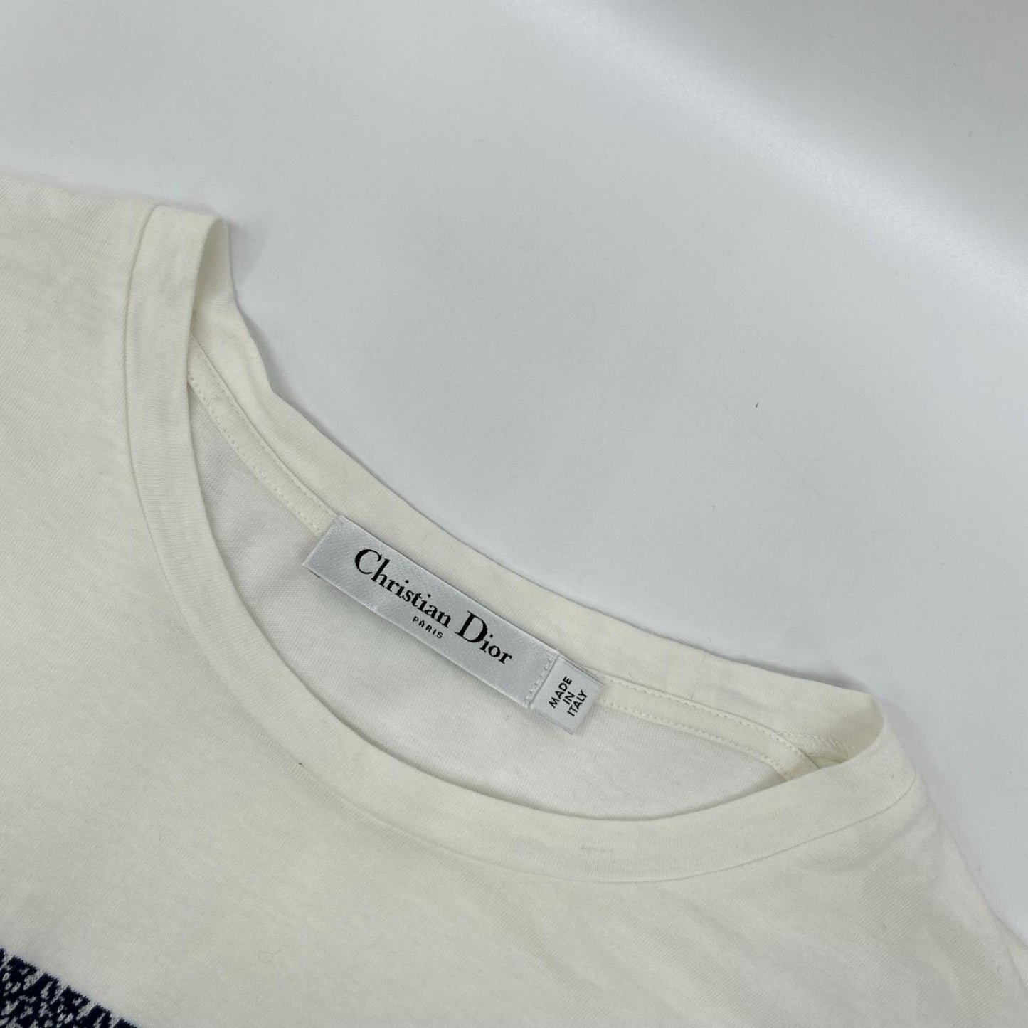 DIOR ディオール 21SS 143T04A4043 ホワイト コットン シグネチャーバンド ロゴ Tシャツ トップス