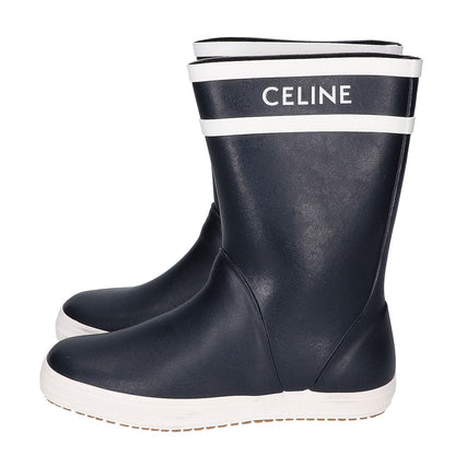 CELINE セリーヌ ブラック ロゴラバー レインブーツ シューズ