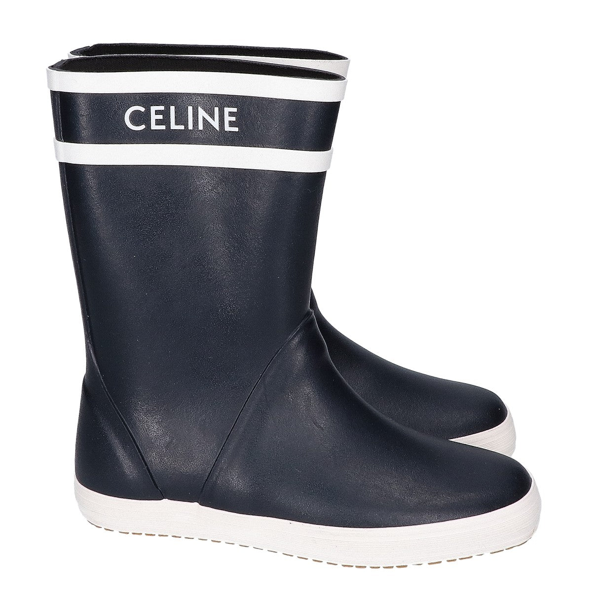 CELINE セリーヌ ブラック ロゴラバー レインブーツ シューズ