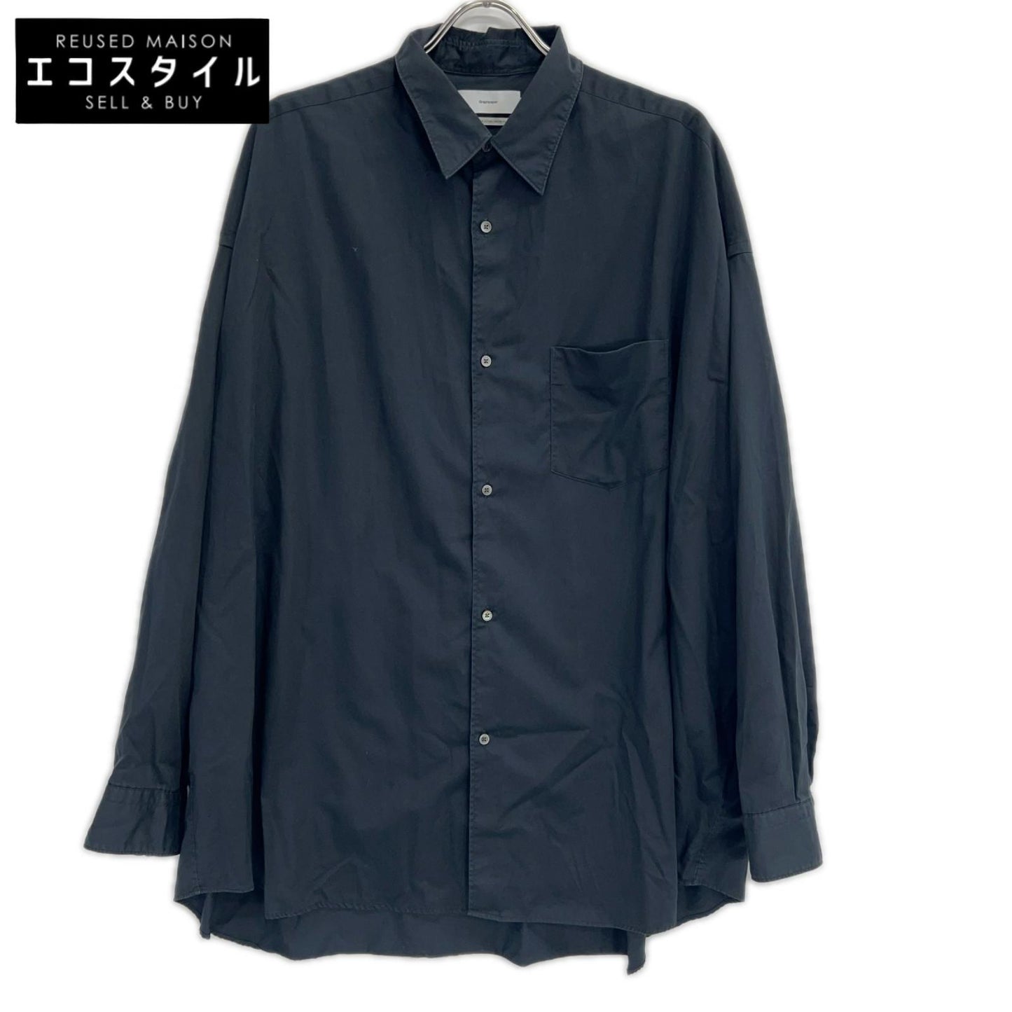 Graphpaper グラフペーパー 24AW GM243-50144 ブラック Silicon Poplin Oversized Regular Collar Shirt/シリコンポプリン オーバーサイズレギュラーカラーシャ トップス