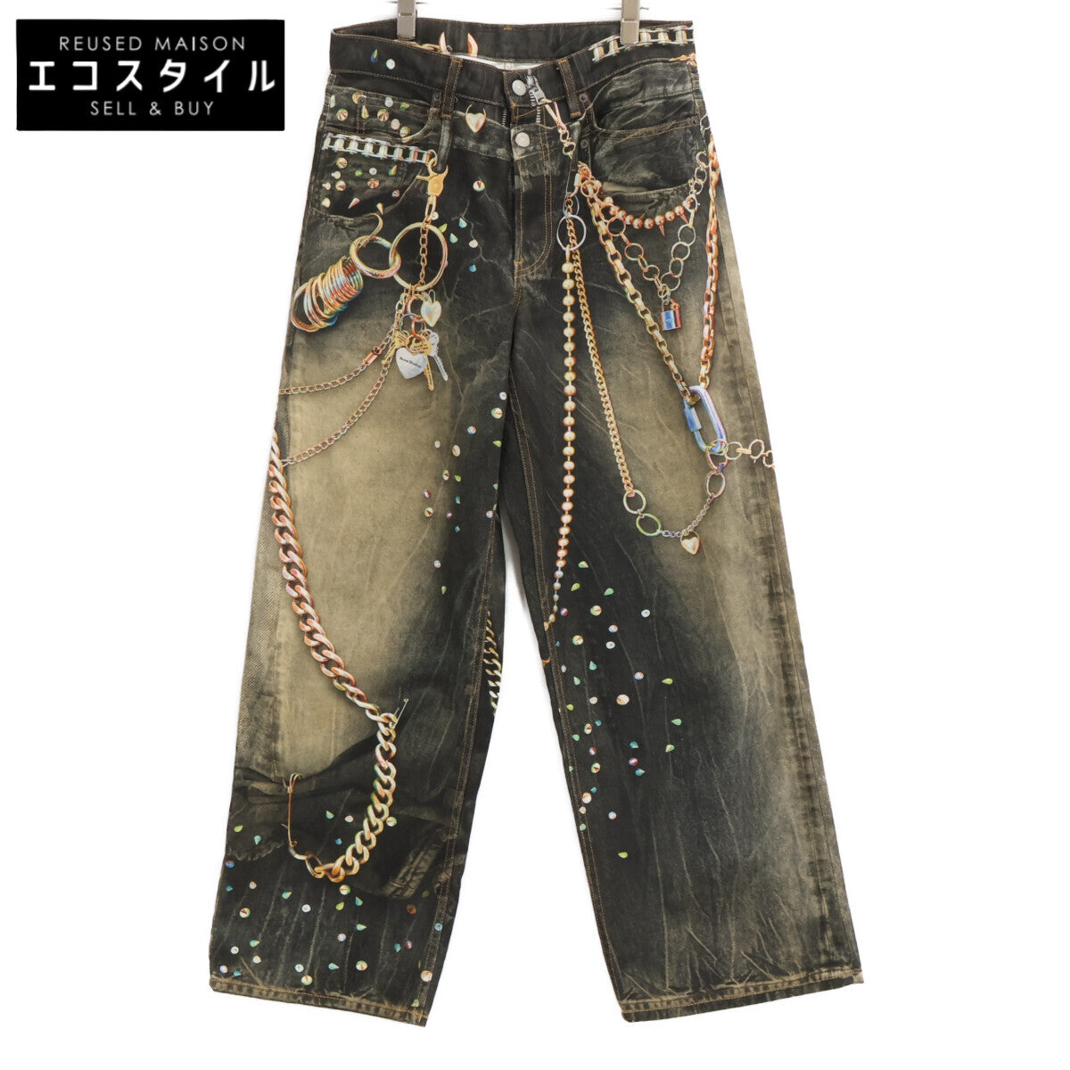 ACNE STUDIOS アクネ ストゥディオズ 【美品/26SS】1981 トロンプルイユキーチェーンプリント デニムパンツ ボトムス