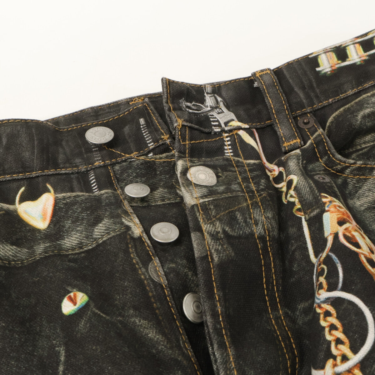 ACNE STUDIOS アクネ ストゥディオズ 【美品/26SS】1981 トロンプルイユキーチェーンプリント デニムパンツ ボトムス