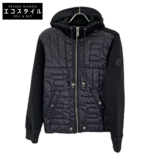 DIESEL ディーゼル ブラック×ネイビー ナイロン 異素材切替 フーデッドジップアップジャケット ジャケット