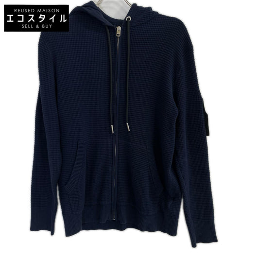 DIESEL Navy waffle-knit zip-up hoodie Tops