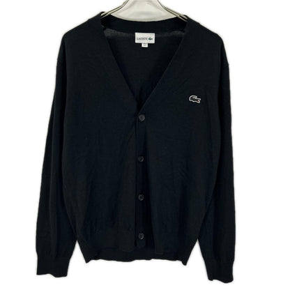 Lacoste ラコステ ブラック ウール ワニロゴ ボタンカーディガン トップス