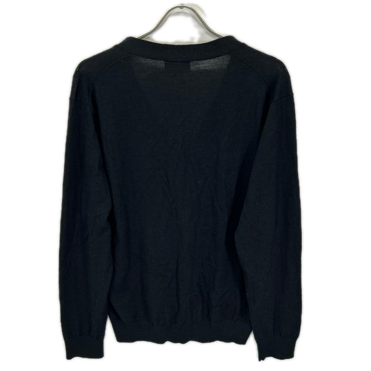 Lacoste ラコステ Black wool crocodile-logo button cardigan top