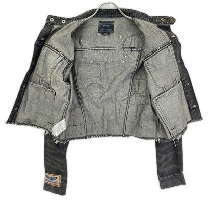 POLObyRalphLauren ポロラルフローレン ブラック ワッペン　デニムレーシングジャケット ジャケット