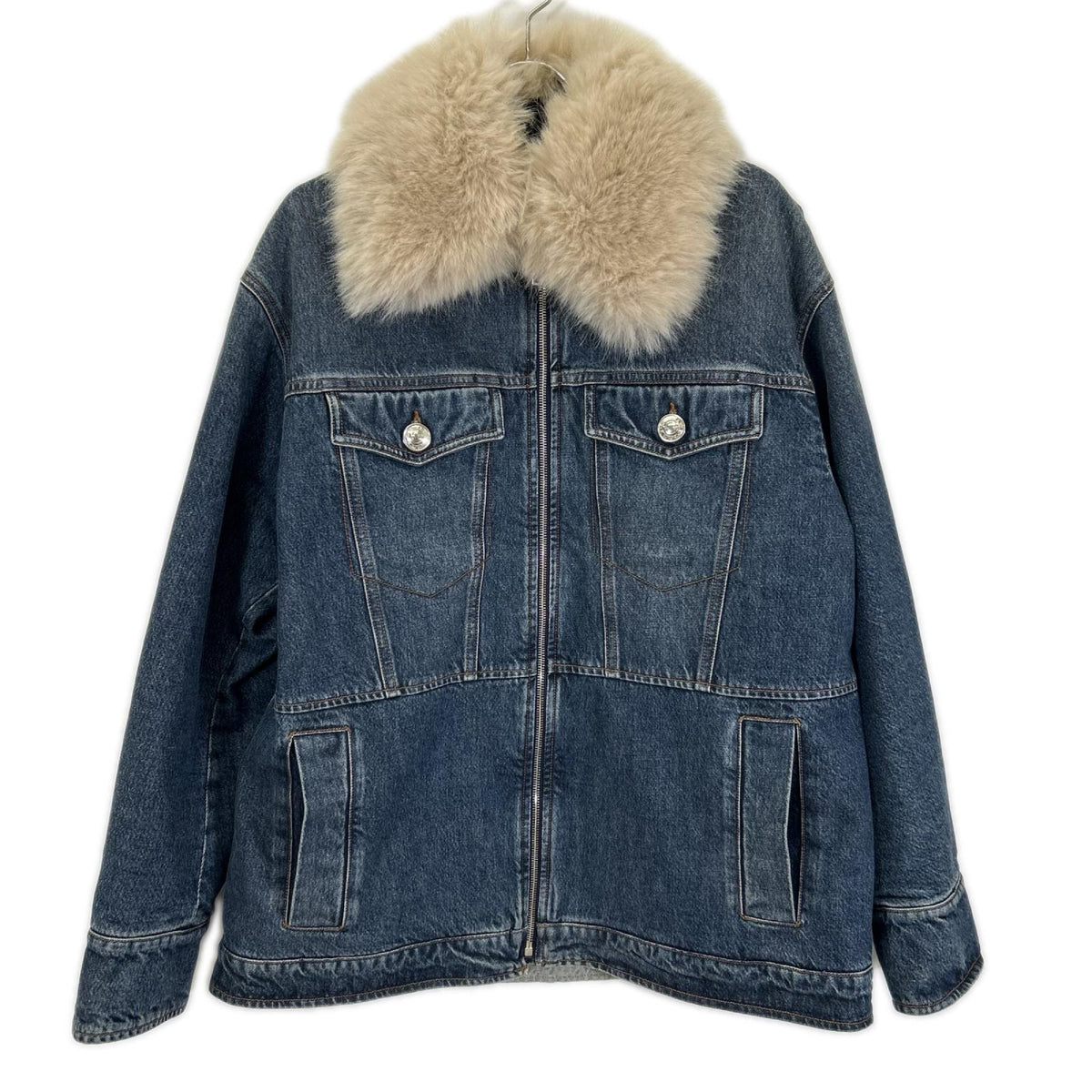 SPORTMAX スポーツマックス 24220860326　インディゴ　ファーカラー デニムジャケット ジャケット