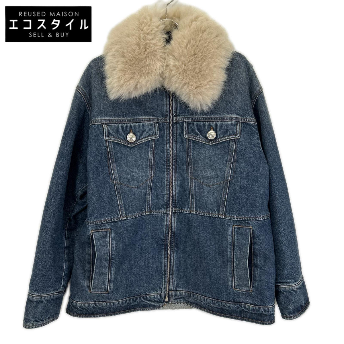 SPORTMAX スポーツマックス 24220860326　インディゴ　ファーカラー デニムジャケット ジャケット