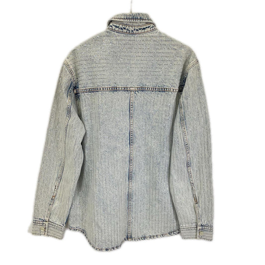 ALEXANDER WANG アレキサンダーワン 1WC2222101 Crystal Stripe Oversized Denim Shirt Jacket