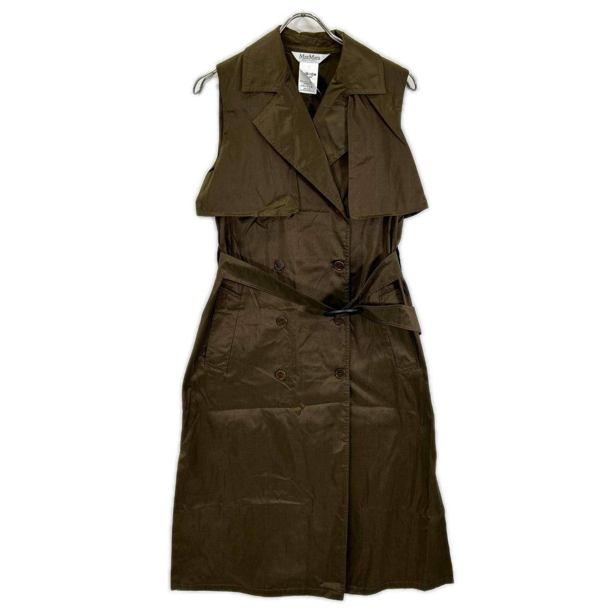 Max Mara マックスマーラ 122117126 ブラウン シルク ノースリーブワンピース ワンピース