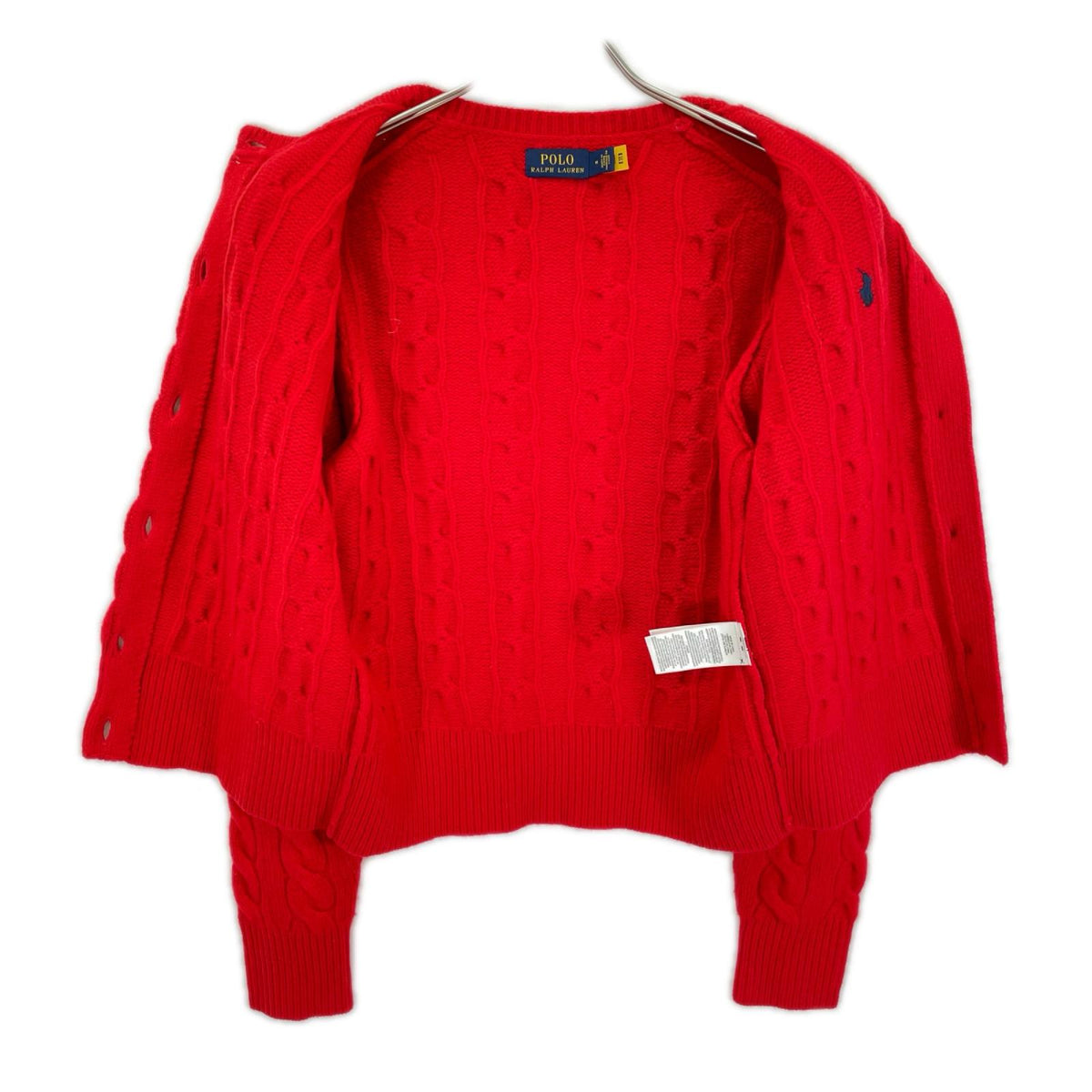 POLObyRalphLauren ポロラルフローレン レッド QRタグ カシミヤウール ケーブルニットカーディガン トップス