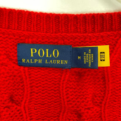 POLObyRalphLauren ポロラルフローレン レッド QRタグ カシミヤウール ケーブルニットカーディガン トップス
