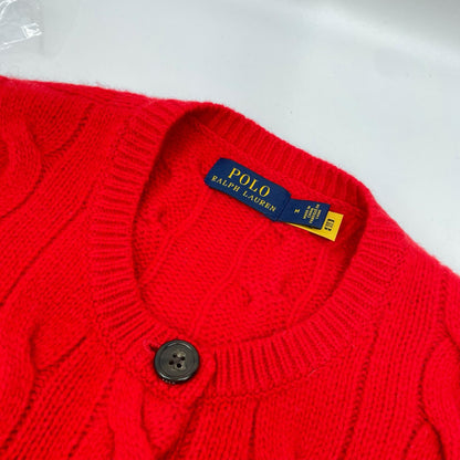 POLObyRalphLauren ポロラルフローレン レッド QRタグ カシミヤウール ケーブルニットカーディガン トップス