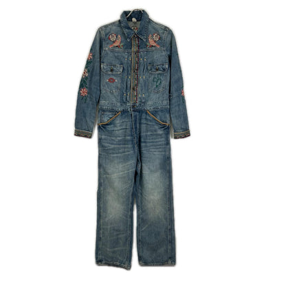 RRL ダブルアールエル 28288014000I 花&鳥刺繍 デニムジャンプスーツ つなぎ オーバーオール オールインワン