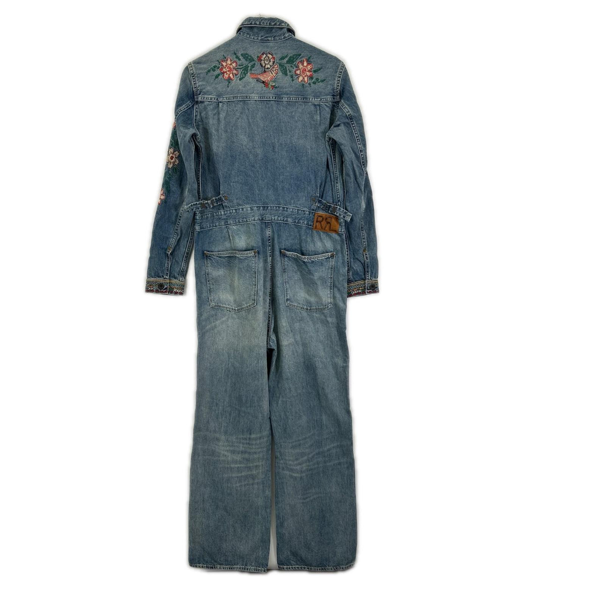 RRL ダブルアールエル 28288014000I 花&鳥刺繍 デニムジャンプスーツ つなぎ オーバーオール オールインワン