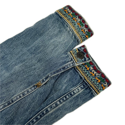 RRL ダブルアールエル 28288014000I 花&鳥刺繍 デニムジャンプスーツ つなぎ オーバーオール オールインワン