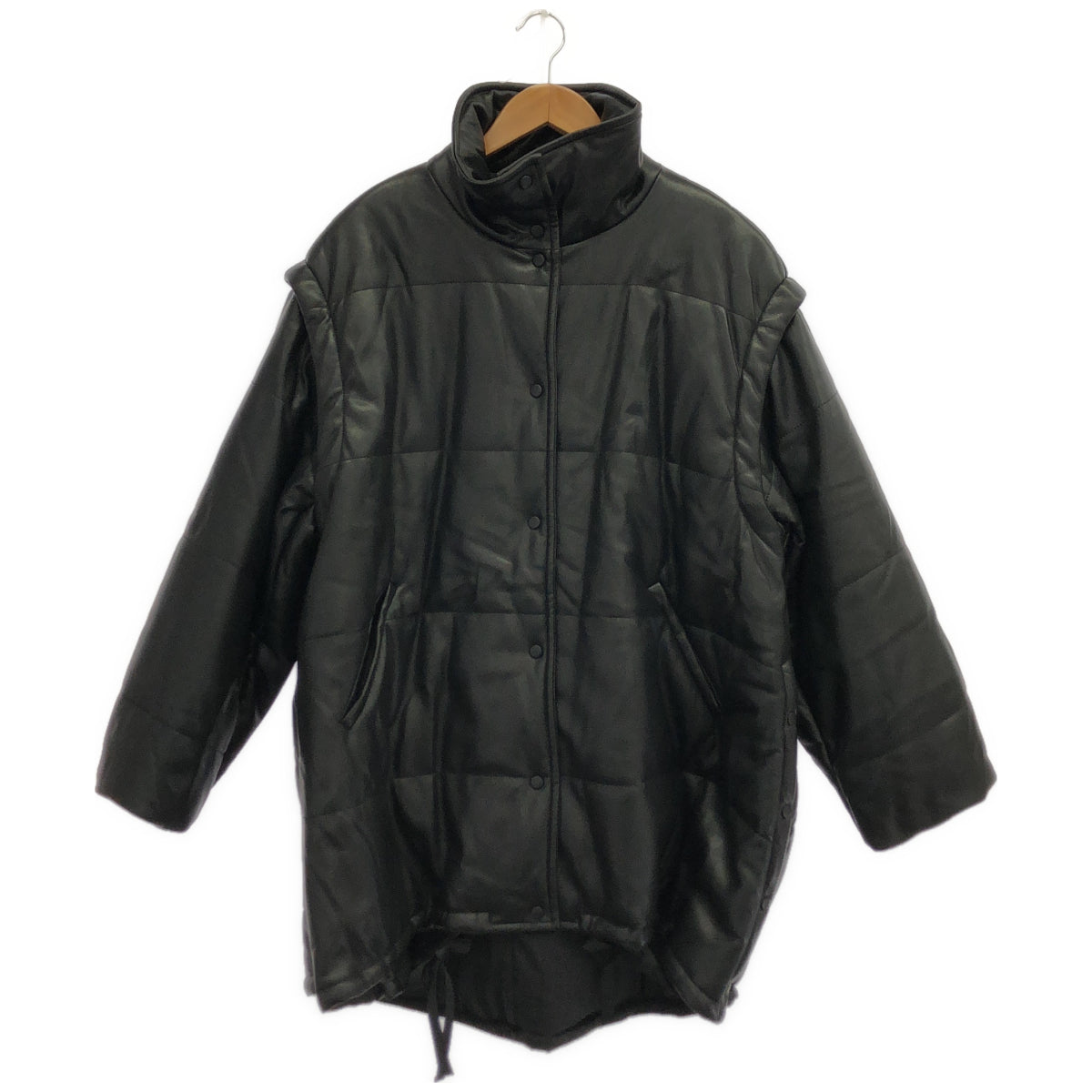 LE CIEL BLEU ルシェルブルー 24AW　ブラック キルティングエコレザー中綿コート トップス