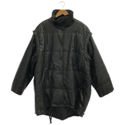 LE CIEL BLEU ルシェルブルー 24AW　ブラック キルティングエコレザー中綿コート トップス