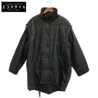 LE CIEL BLEU ルシェルブルー 24AW　ブラック キルティングエコレザー中綿コート トップス
